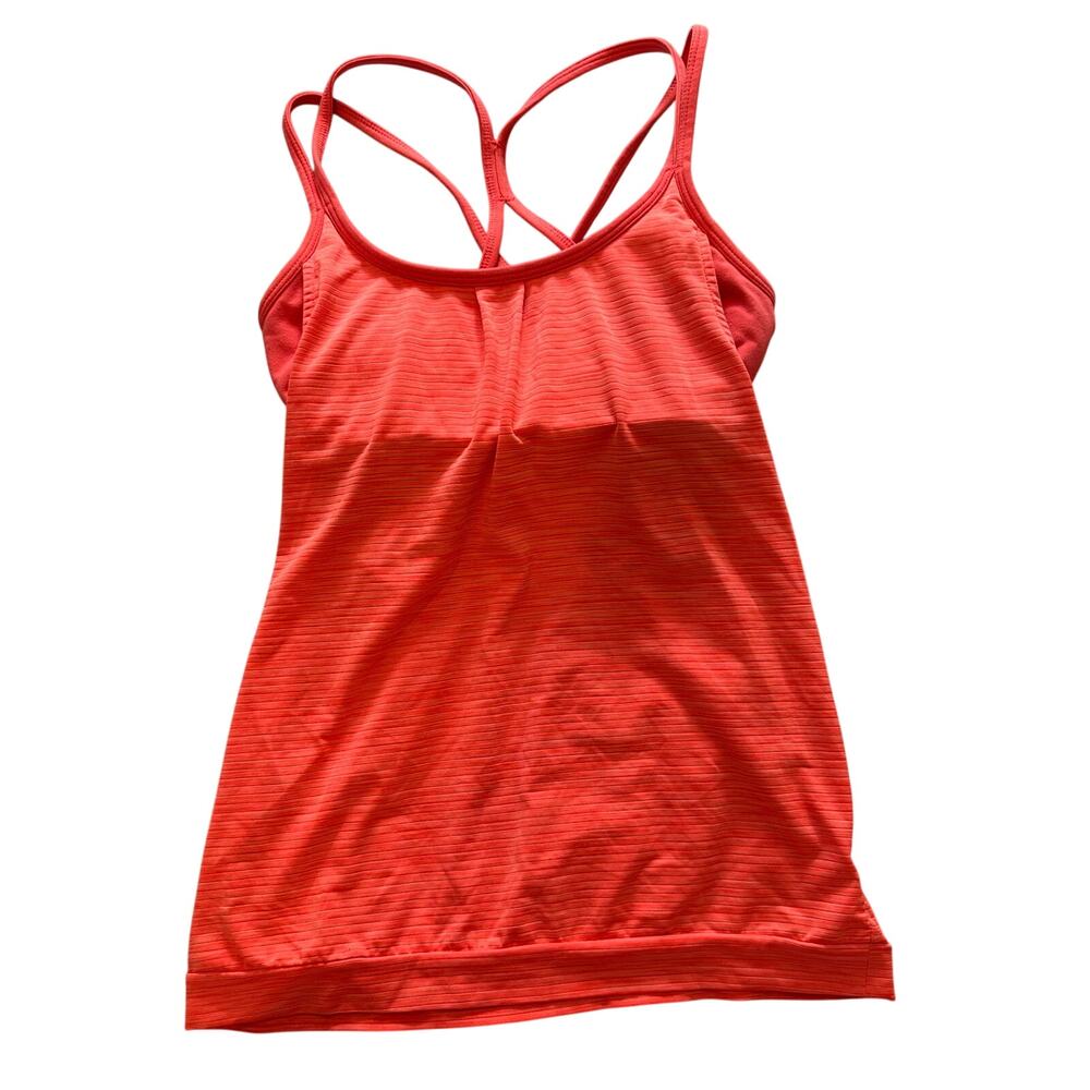 Athleta Built In Bra Strappy Workout Tank Top Coral Orange XXS